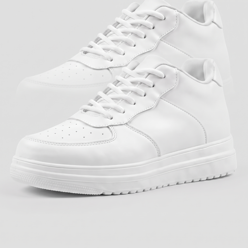 STATURE Airlift white sneakers front three-quarter view
