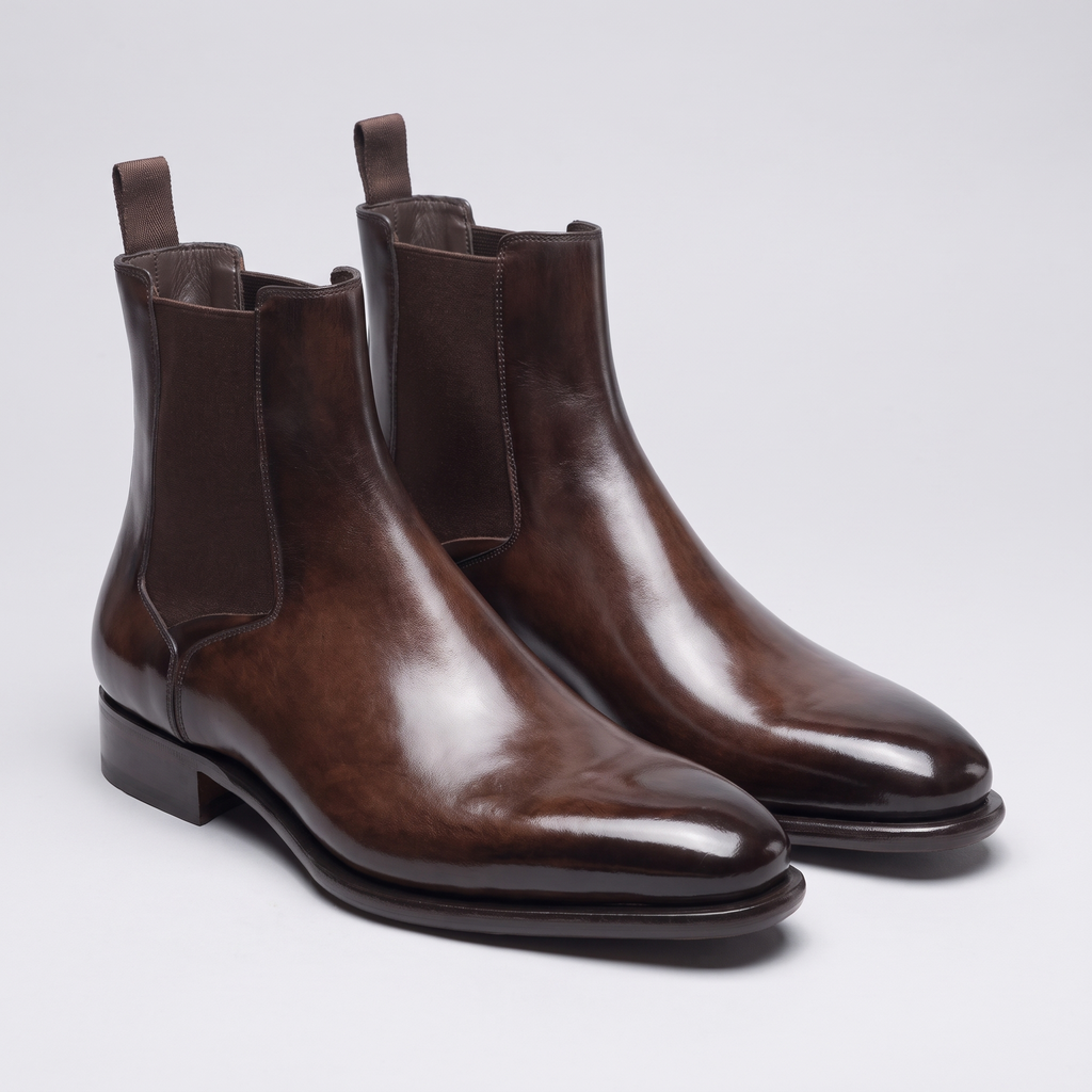 STATURE Luxor brown Chelsea boots front three-quarter view