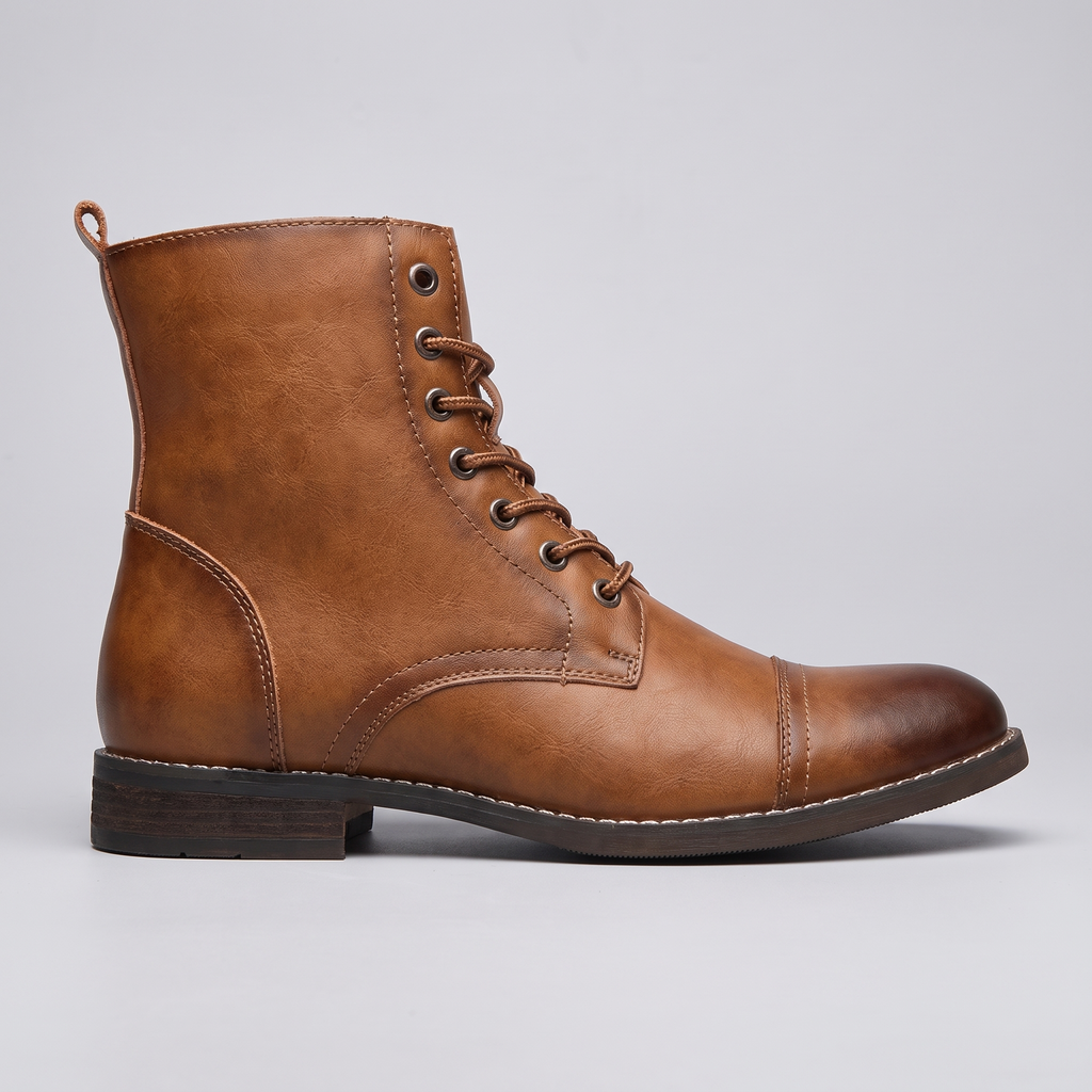 STATURE Outlaw tan leather boot side profile